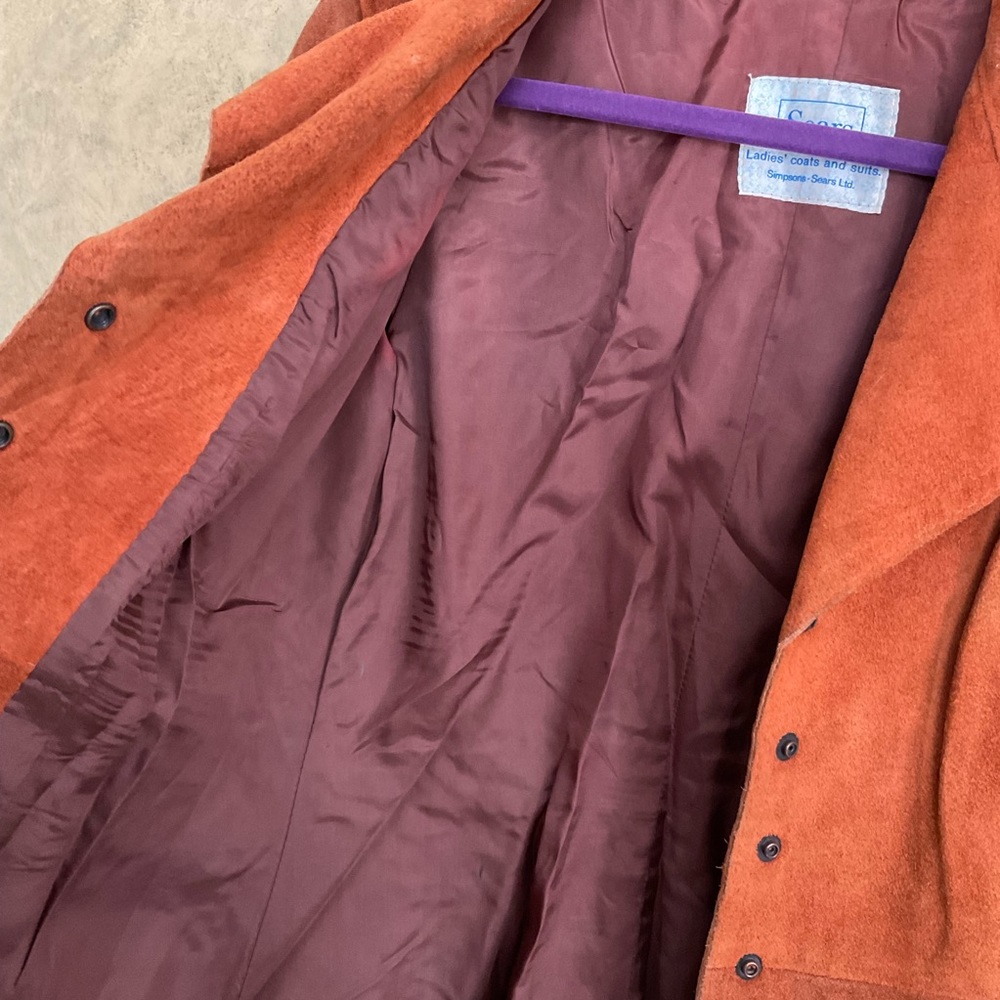 Vintage 60s 70s Opera Snap Front Suede Coat - Picture 5 of 8